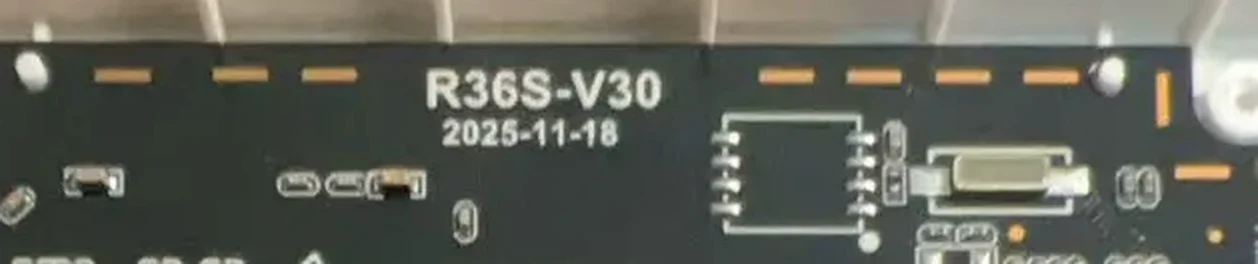 A V30 sample board with the silkscreen reading R36S-V30 2025-11-18
